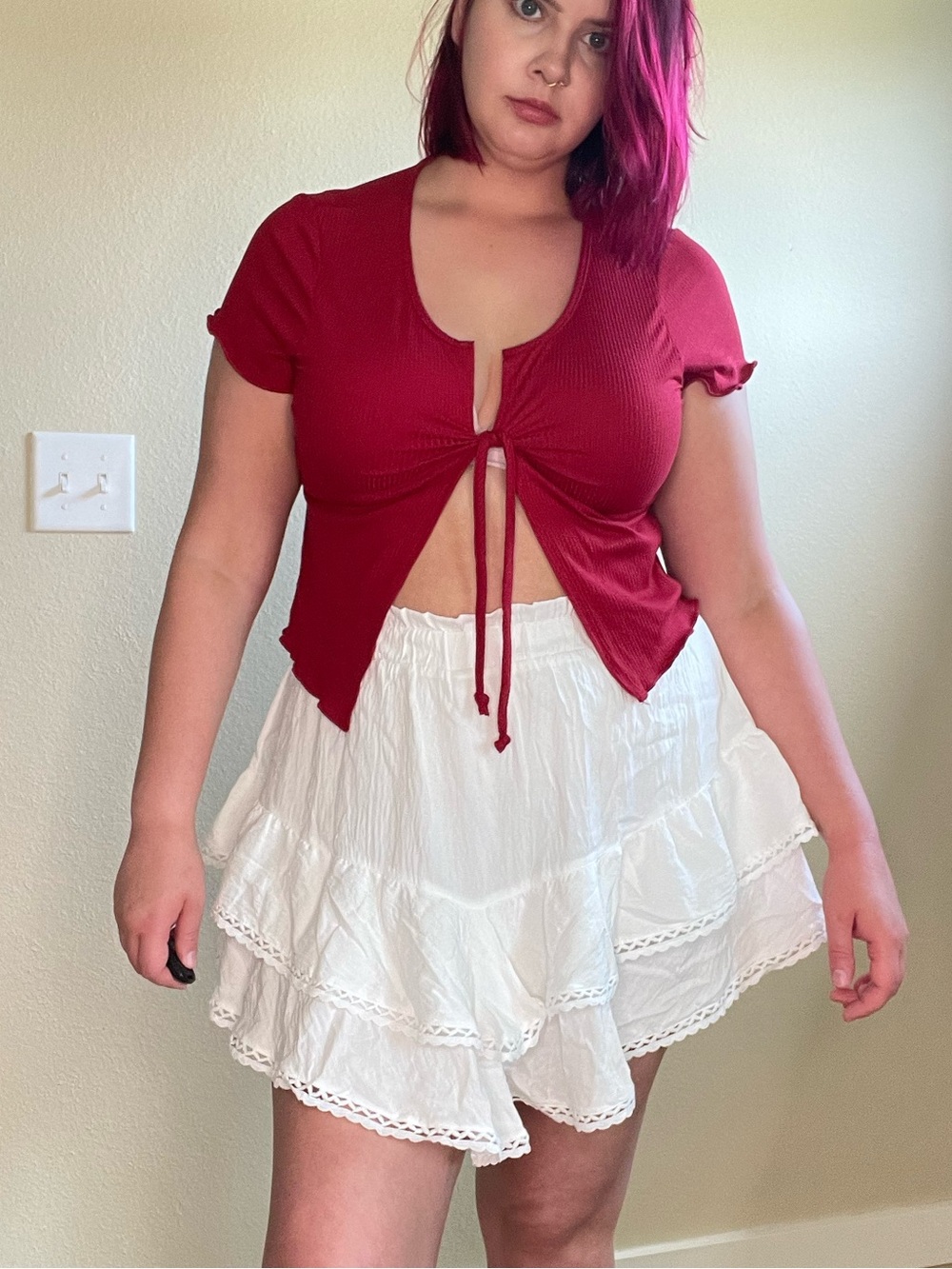 Skater core Forever Rose Red Women's Tie-Front Top